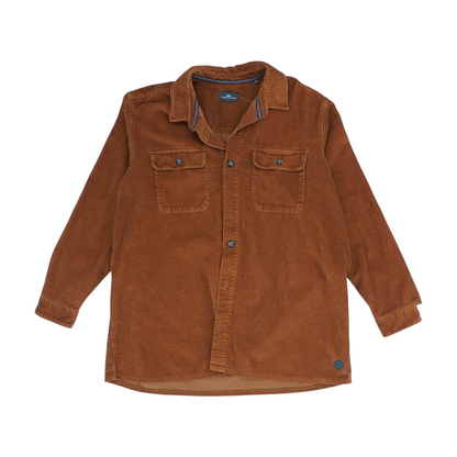 Brown Solid Long Sleeve Button Down