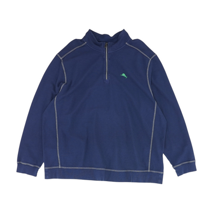 Blue Solid 1/4 Zip Pullover