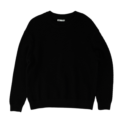 Black Solid Pullover Sweater