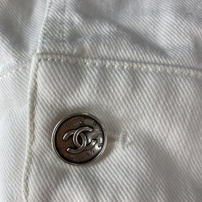 White Pre Spring-Summer 2026 Embroidered Denim Blouson Jacket