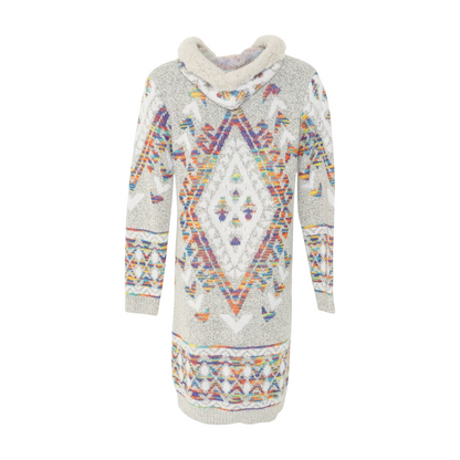 Beige Abstract Cardigan Sweater