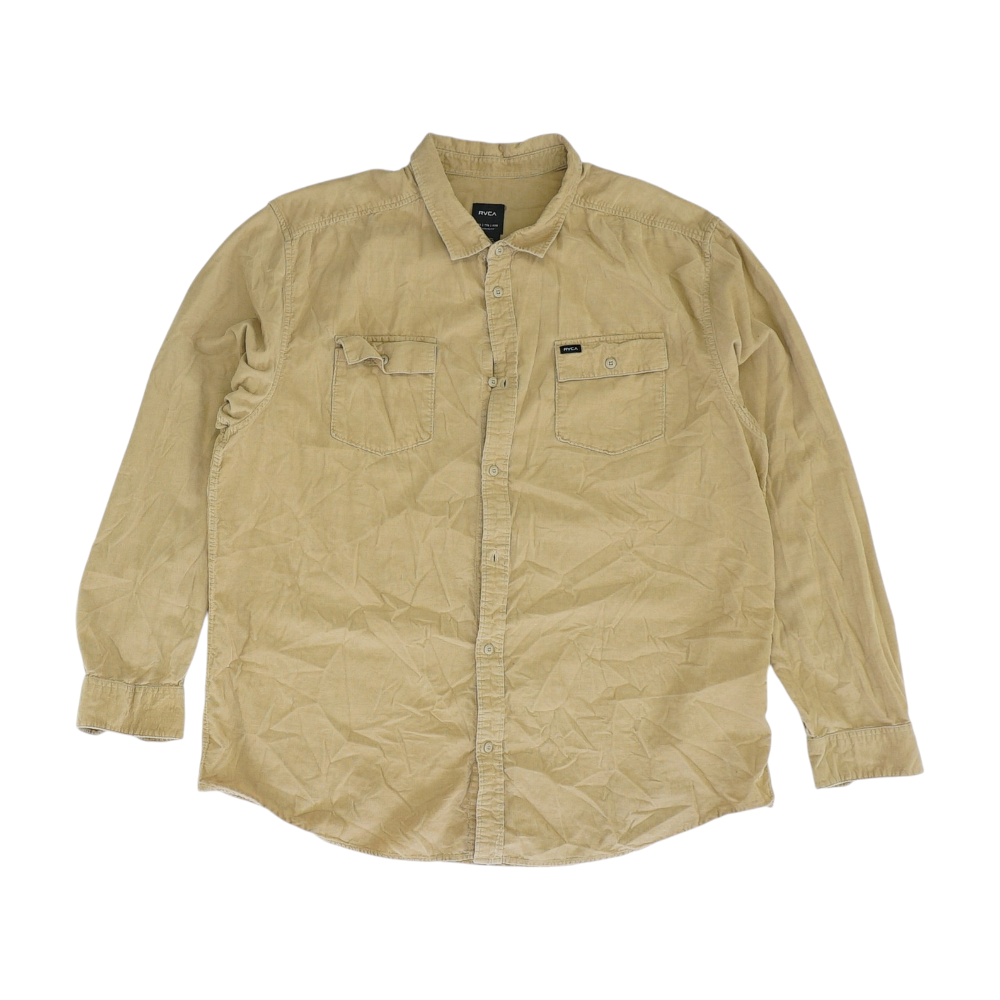 Tan Solid Flannel Button Down