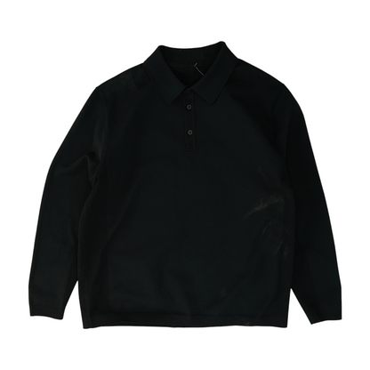 Black Solid Long Sleeve Polo