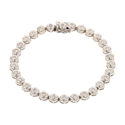 1 1/5 Ct 14K White Gold Bezel Bubble Set Diamond Tennis Bracelet