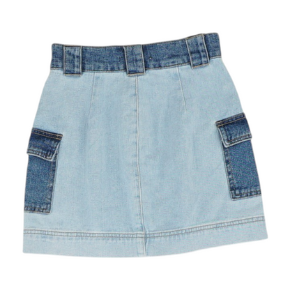 Blue Color Block Mini Skirt