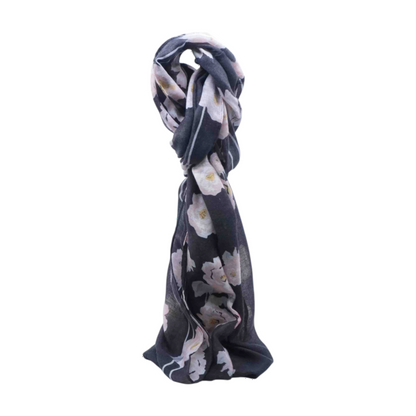 Navy Floral Scarf