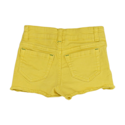 Yellow Solid Denim Shorts