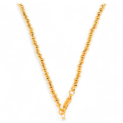 Gold Tone Ball Bead With Brown Crosses Necklace
