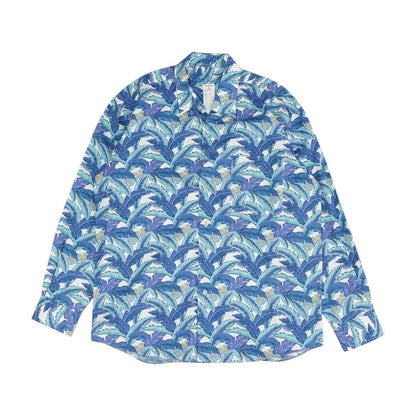Blue Floral Long Sleeve Button Down