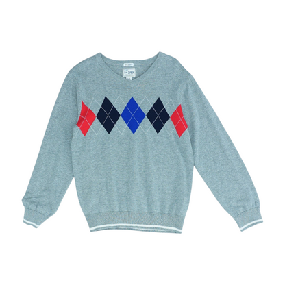 Gray Argyle Pullover Sweater