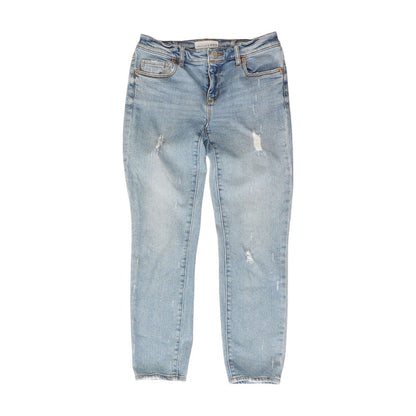 Blue Solid Skinny Leg Jeans
