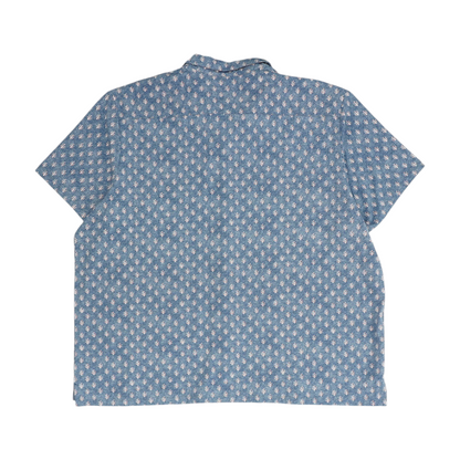 Blue Floral Short Sleeve Button Down