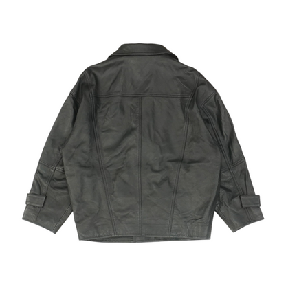 Black Solid Leather Jacket