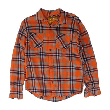 Orange Plaid Flannel Button Down