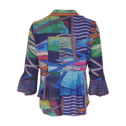 Multi Petite Abstract Cardigan Sweater