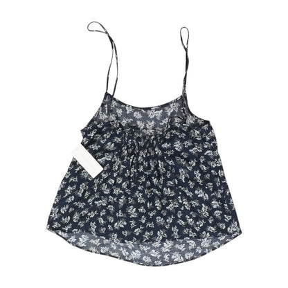 Navy Floral Sleeveless Blouse