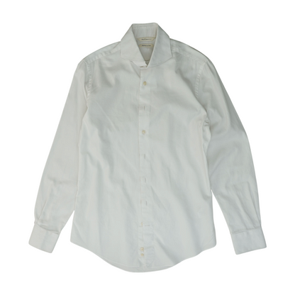 White Solid Long Sleeve Button Down