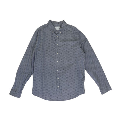 Gray Big & Tall Graphic Long Sleeve Button Down