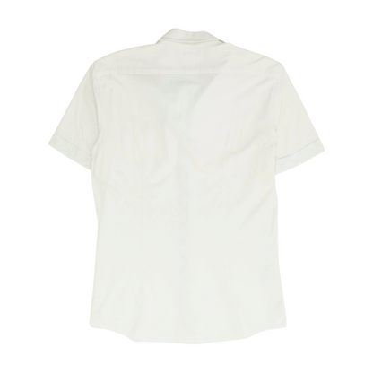 White Solid Short Sleeve Button Down