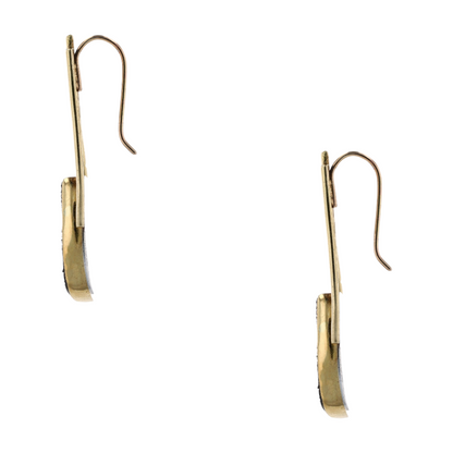 18K Two-Tone Gold Quartz Dangle Earrings