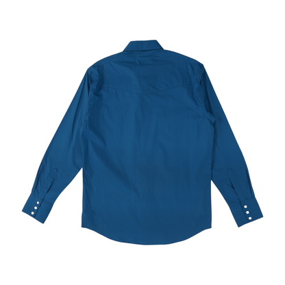 Blue Solid Long Sleeve Button Down