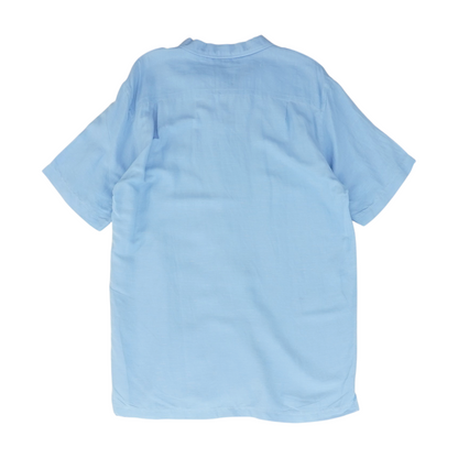 Blue Tall Solid Short Sleeve Button Down