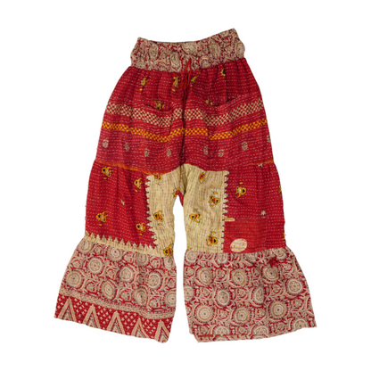 Red Color Block Wide Leg Pants