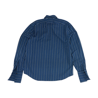 Navy Striped Long Sleeve Button Down