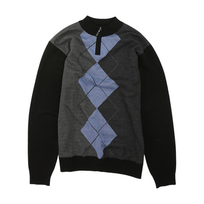 Gray Argyle 1/4 Zip Sweater