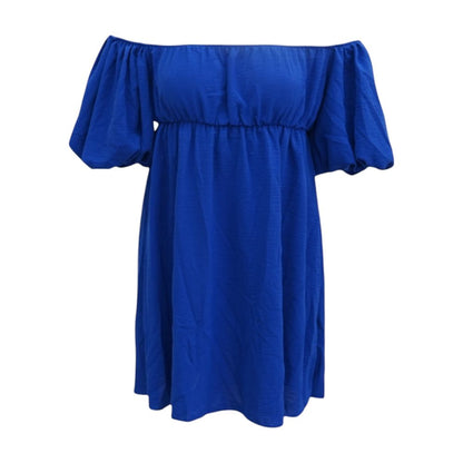 Blue Solid Mini Dress
