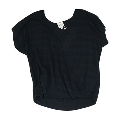 Black Solid Short Sleeve Blouse
