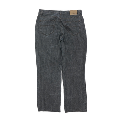 Navy Striped Straight Jeans
