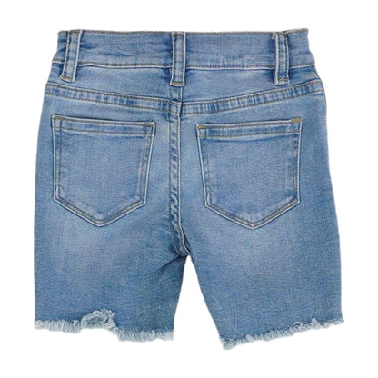 Blue Solid Denim Shorts