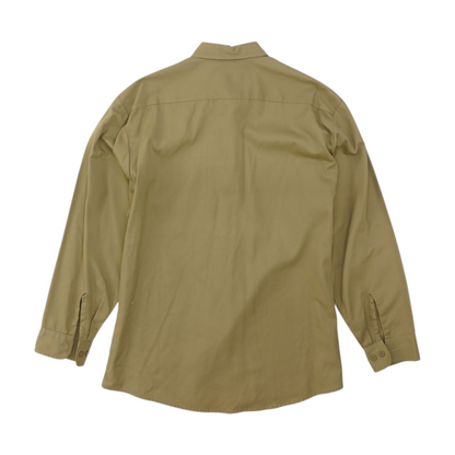 Vintage Tan Solid Long Sleeve Button Down