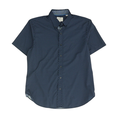 Navy Polka Dot Short Sleeve Button Down