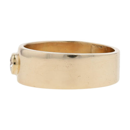 1/3 Ct 14K Gold Bezel Set Diamond On Wide Flat Band