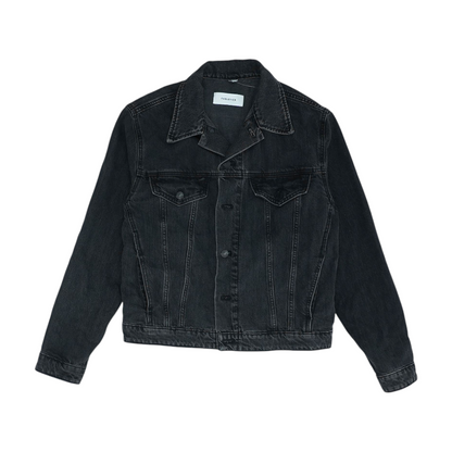 Black Solid Denim Jacket