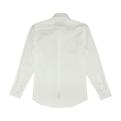 White Solid Long Sleeve Button Down