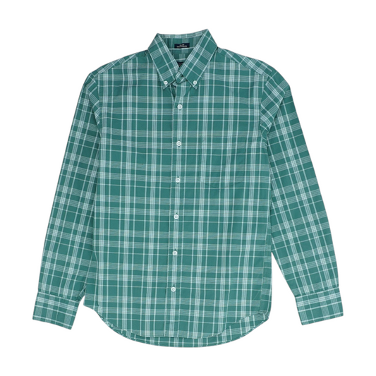 Green Plaid Long Sleeve Button Down