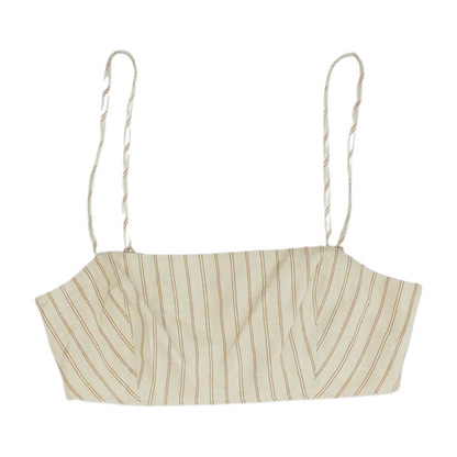Beige Striped Cropped Blouse