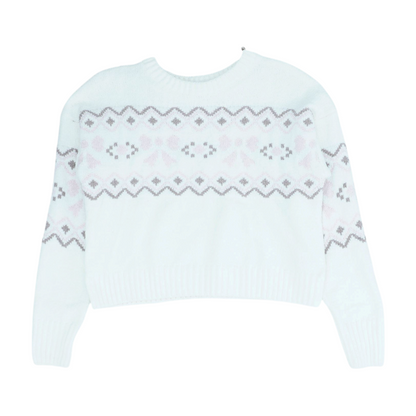Ivory Abstract Pullover Sweater
