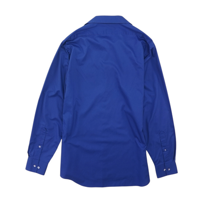 Blue Solid Long Sleeve Button Down