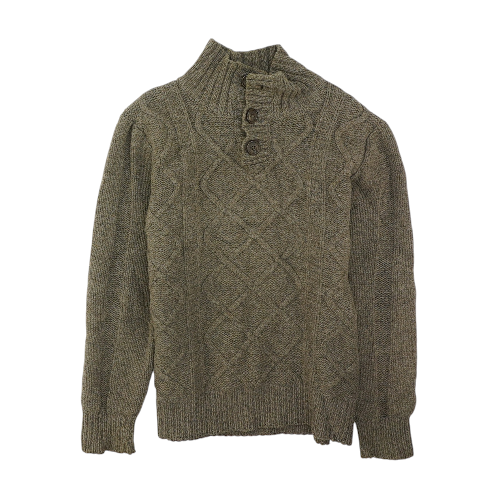 Brown Solid 1/4 Zip Sweater