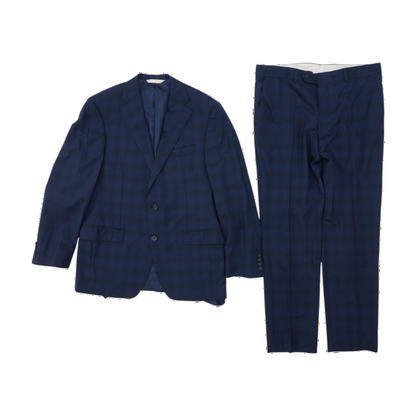 Navy Solid 100% Wool 2pc Suit