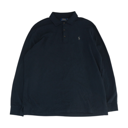 Navy Solid Long Sleeve Polo