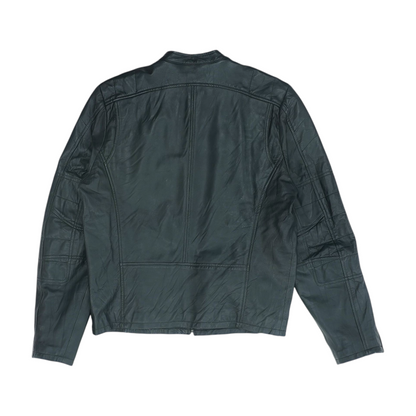 Black Solid Leather Jacket