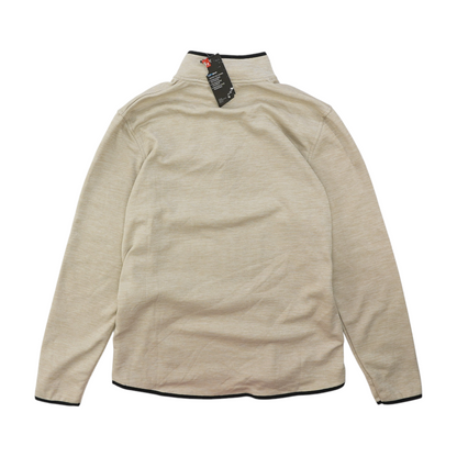 Beige Solid 1/4 Zip Pullover