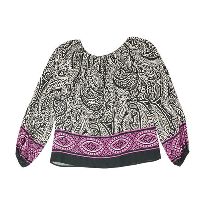 Black Damask Long Sleeve Blouse