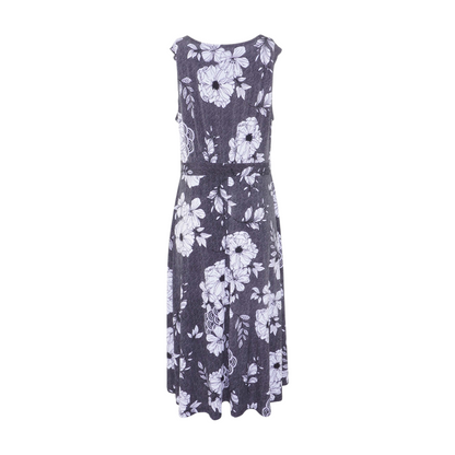 Gray Floral Midi Dress