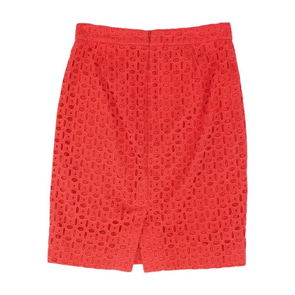 Red Solid Midi Skirt